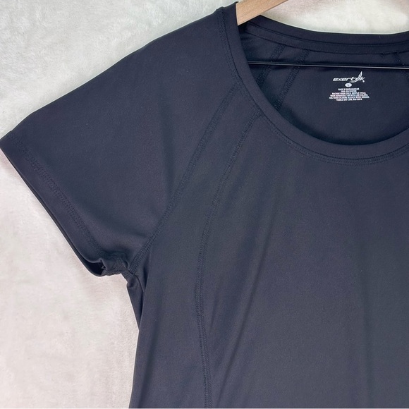 EXERTEK Black Relaxed Short Sleeve Moisture Wicking Athletic Workout T-Shirt Lrg - Picture 3 of 8